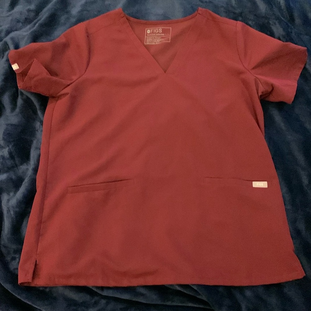 Figs burgundy scrub top